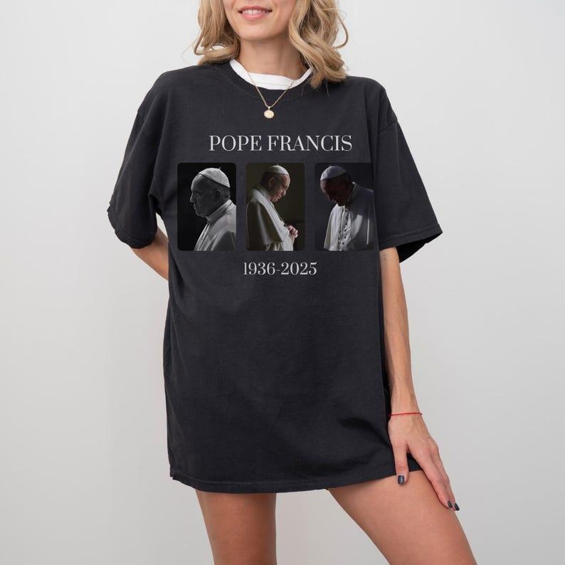 Vinrage RIP Pope Francis T-Shirt, Vatican Catholic Tee, Religious Gift T-Shirt Hoodie, Sweatshirt | RetroVerseTees.com
