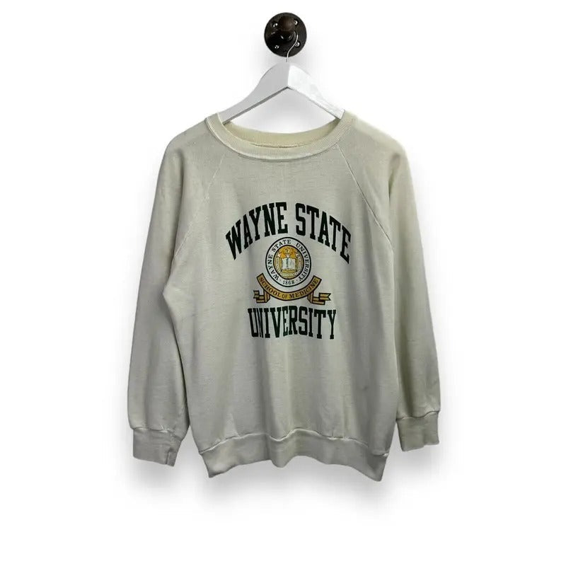 Vintage 80s Champion Wayne State University Collegiate Crest Sweatshirt Size XL T-Shirts, Hoodie | RetroVerseTees.com