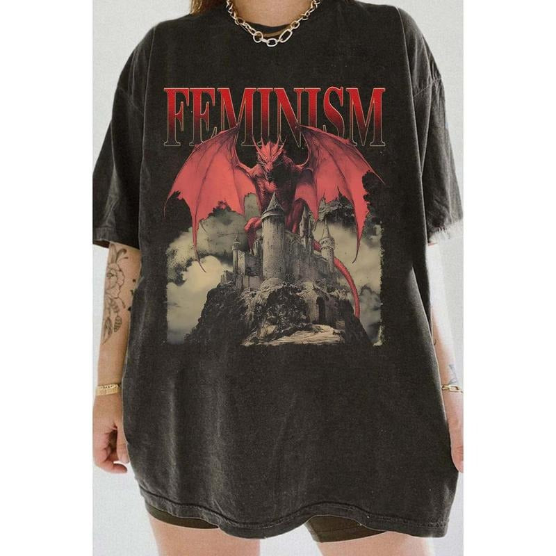 Vintage 90s Feminsm Dr@gon F@ntasy Tee, Unisex Cotton Shirt Hoodie, Sweatshirt | RetroVerseTees.com