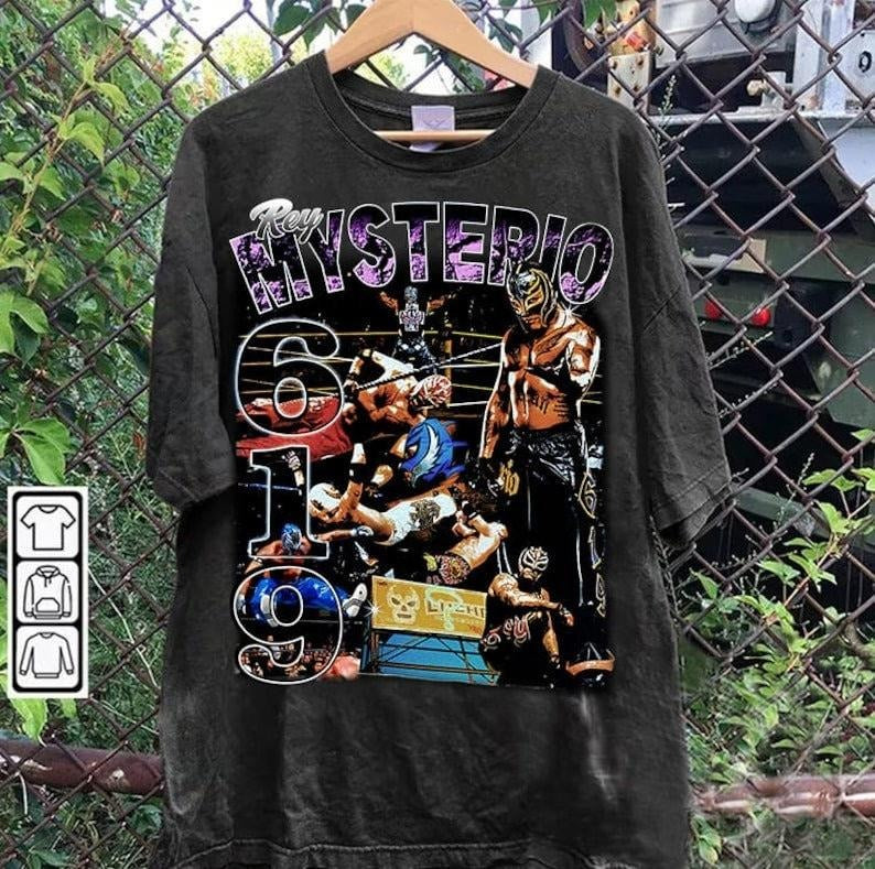 Vintage 90s Graphic Style Rey Mysterio T-shirt - Rey Mysterio T-shirt - American Professional Wrestler Tee For Man and...