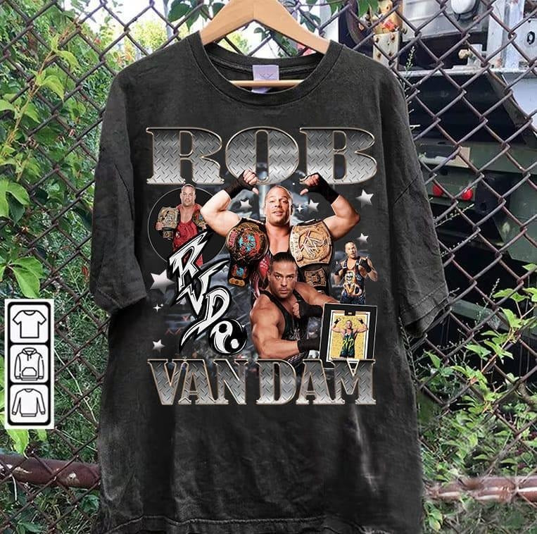 Vintage 90s Graphic Style Rob Van Dam T-shirt - Rob Van Dam T-shirt - American Professional Wrestler Tee For Man and...