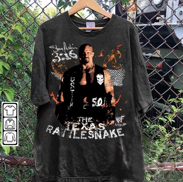 Vintage 90s Graphic Style Steve Austin T-shirt - Stone Cold T-shirt - American Professional Wrestler Tee For Man and...