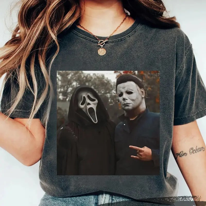 Vintage 90s Halloween Ghost face Scream M1chael My3rs T-Shirt, Horror Keeeler Characters Club Shirts, Scary Movies Tee...
