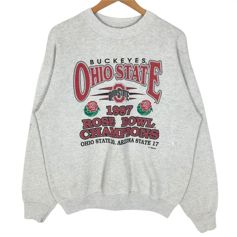 Vintage 90s Ohio State University Buckeyes 1997 Rose Bowl Crewneck Pullover Sweatshirt T-Shirts, Hoodie | RetroVerseTees.com
