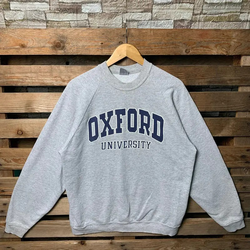 Vintage 90s Oxford University Sweatshirt Oxford Pullover Sweater Oxford Crewneck Jumper Oxford University Print Graphic...