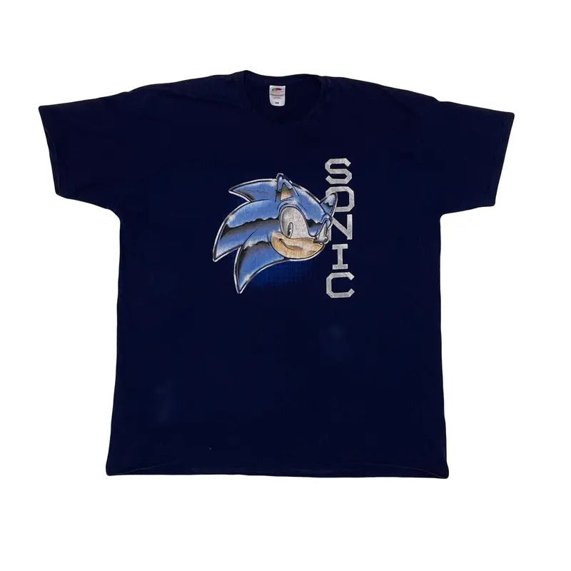 Vintage 90s The Hedgehog game retro gaming souvenir navy blue shirt Graphic Tee Tops Underwear Crewneck Menswear T Shirt...