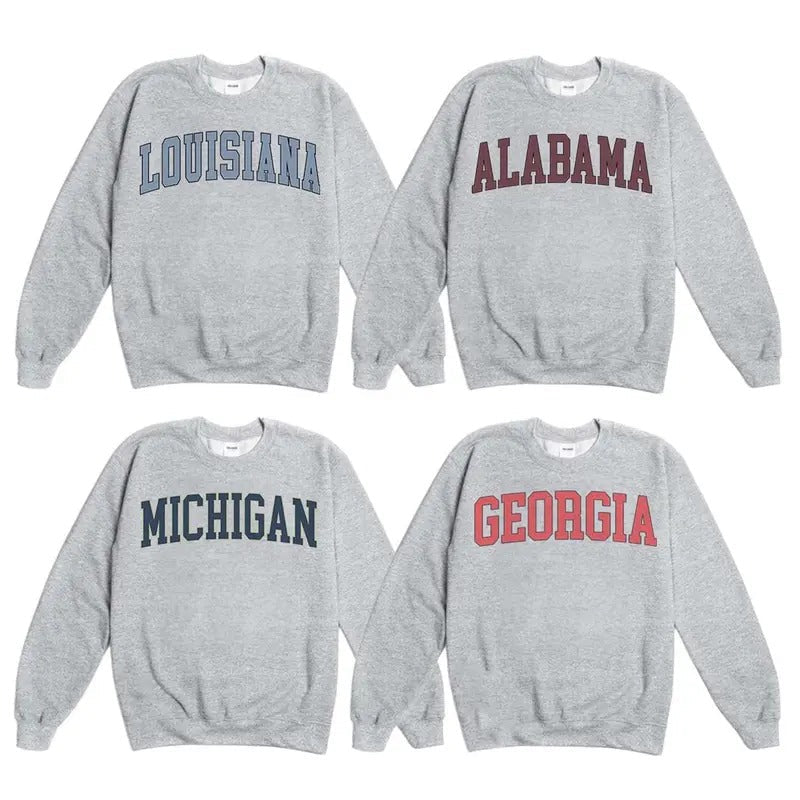 Vintage All Teams  Football NCAA Sweatshirt, Vintage Varsity College Gildan 18000 Sweatshirt, Ash Grey Sport Sweatshirt,...