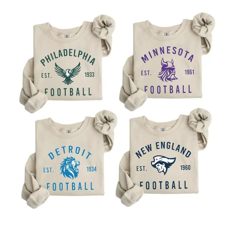 Vintage All Teams Football Ash Grey Sweatshirt, Football All Teams Iconic Simple Sweatshirt, Casual Unisex Sweatshirt for...