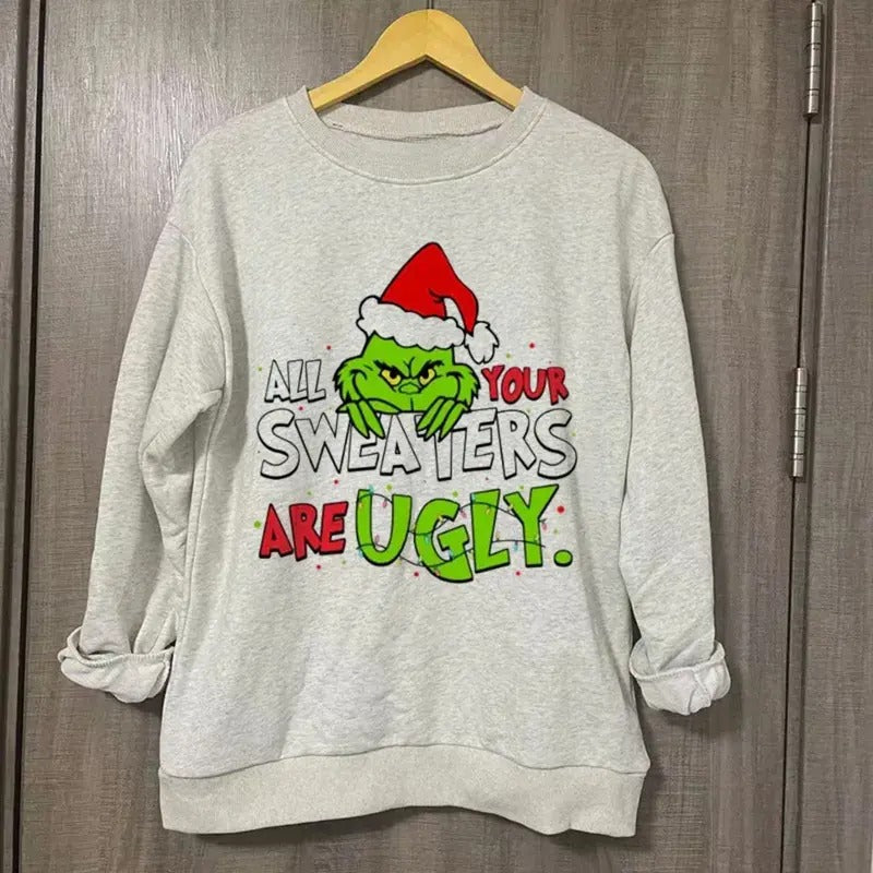 Vintage All Your Sweaters Are Ugly Graphic Tee - Funny Gr1nch Movie Shirt - Funny Christmas Shirt - Xmas - Christian...