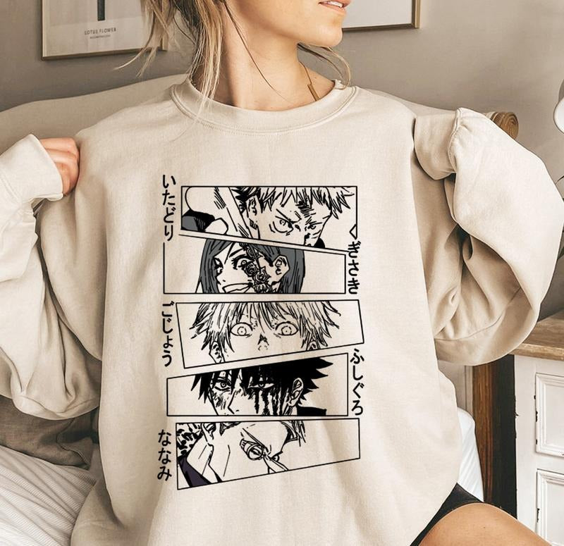 Vintage Anime hoodie, Yuji, Gojo, Megumi, Nanami Anime lover gift, Anime merch, Anime Lover Sweatshirt, Hoodie gift,...