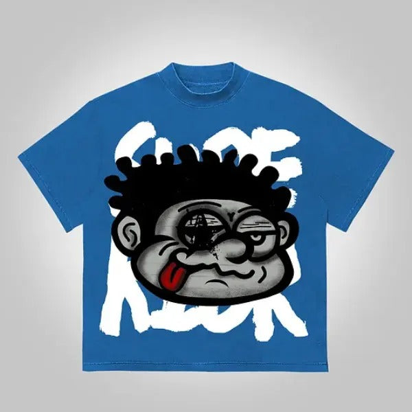 Vintage Big Face Graphic Cotton T-Shirt Colorful Hoodie, Sweatshirt | RetroVerseTees.com