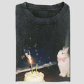 Vintage Birthday Bunny Graphic Tee, Cute Rabbit Celebration Shirt, Whimsical Party Animal Aesthetic, Unisex Menswear...