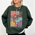 Vintage Boho Flowers Christian Sweatshirt, Growth Not Perfection, Bible Verse Crewneck, Floral Retro Christian Sweater,...