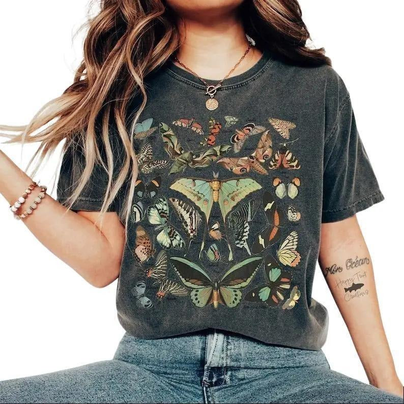 Vintage Butterfly & Moth T-Shirt, Cottagecore Aesthetic, Unisex T-Shirt Hoodie, Sweatshirt | RetroVerseTees.com
