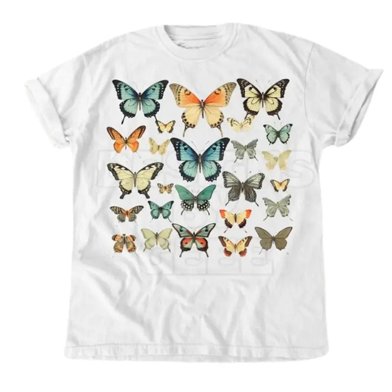Vintage Butterfly Shirt, Cottagecore Tee, Garden Botanical Shirt, Butterflies Tshirt, Cottagecore Butterfly, 90s Animal...