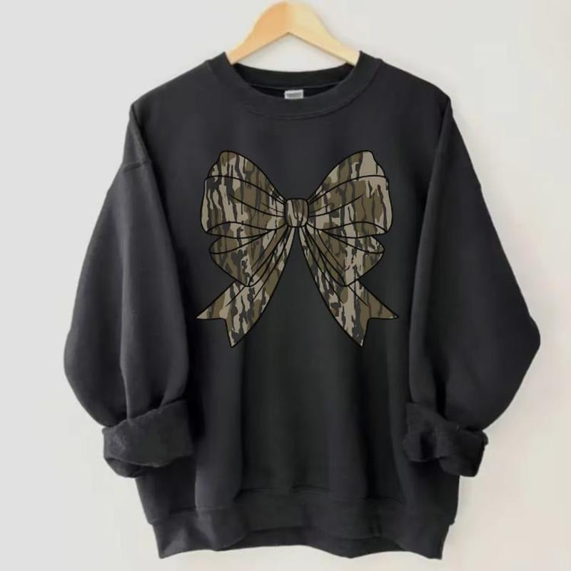 Vintage Camo Bow Duck Hunting Sweatshirt, Old School Camo Girls Camo Shirt, Cotton Spiky hair fighters Sizes Colors For...
