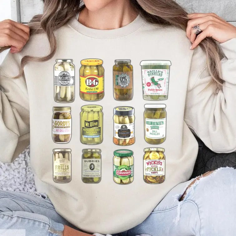 Vintage Canned Pickles Sweatshirt, Pickles Sweater T-Shirts, Hoodie | RetroVerseTees.com