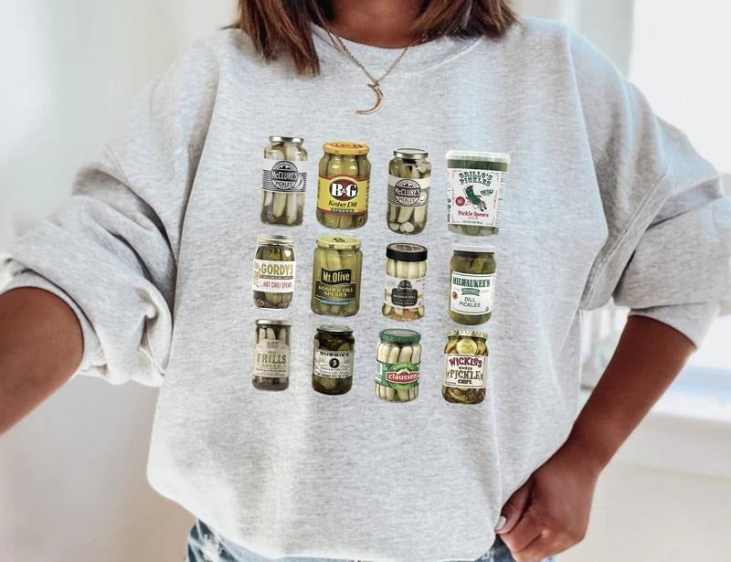 Vintage Canned Pickles Unisex Crewneck Sweatshirt, Canned Pickles Fan Gift Comfort Fabric T-Shirts, Hoodie