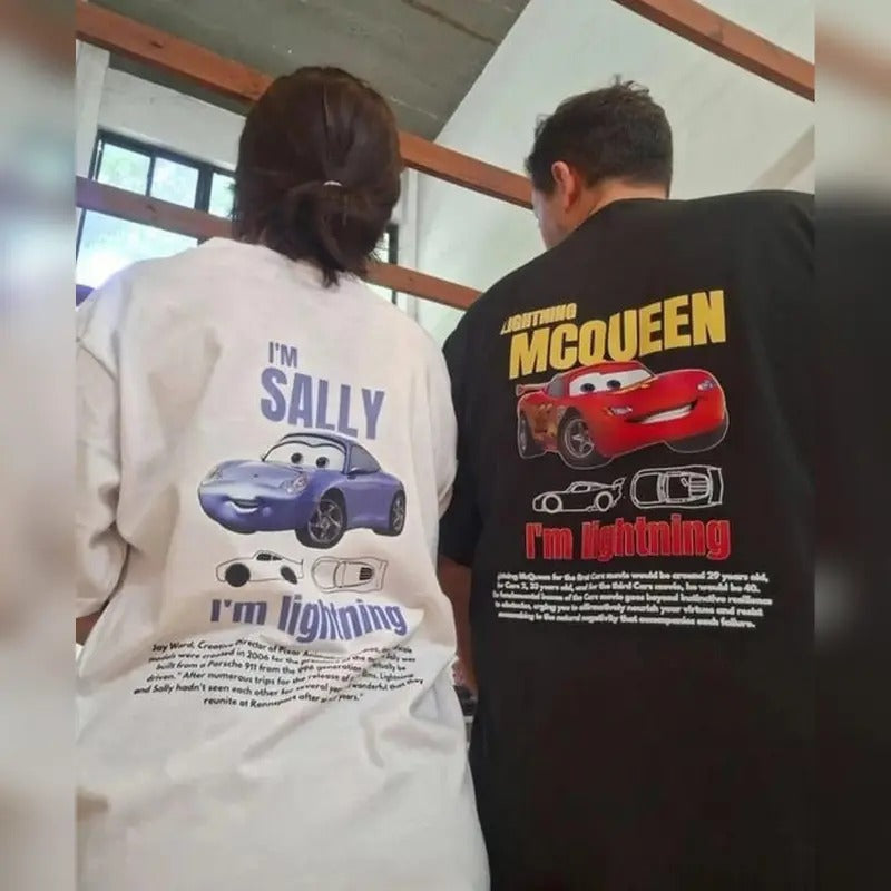 Vintage Cars Matching Shirt, Lightning Mquen and Sally Couple T-shirt, Mquen T-Shirt Hoodie, Sweatshirt | RetroVerseTees.com