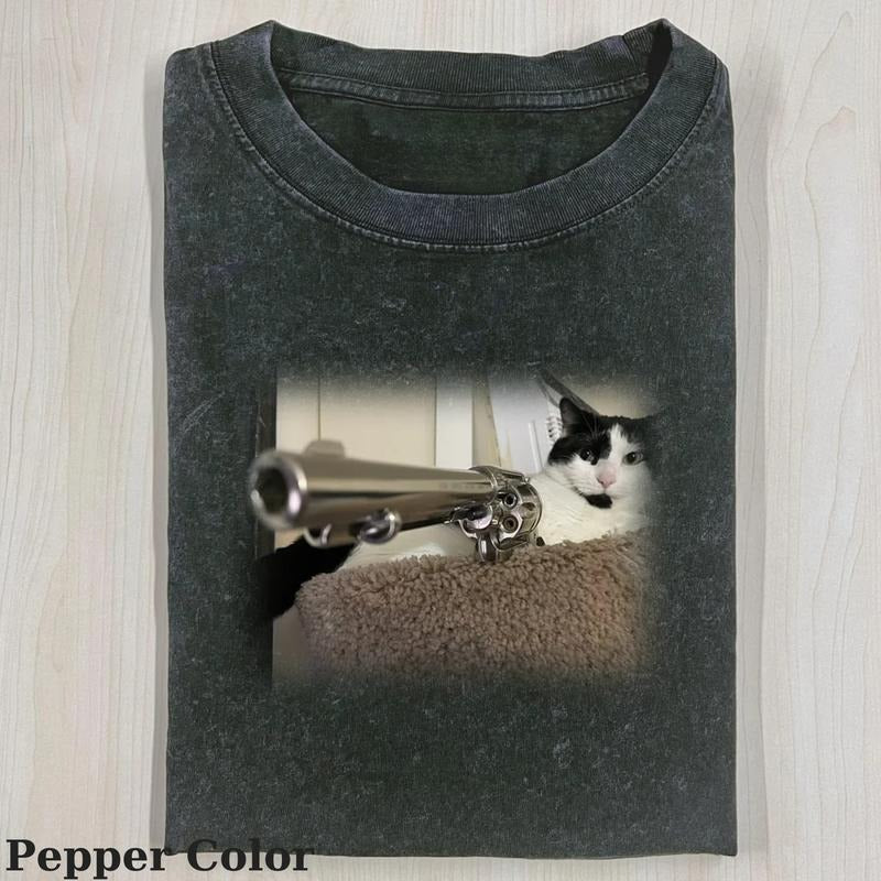 Vintage Cats And Guns T-Shirt, Fantasy Kitten Tshirt, Cute Cat Shirt, Cool Cat Tshirt, Love Cat Tshirt, Meme Cringe Funny...