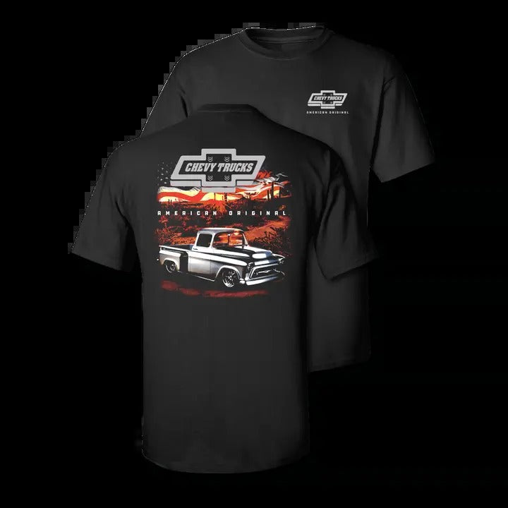 Vintage Chevy Trucks Desert Sunset Cotton T-Shirt