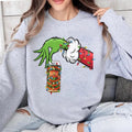 Vintage Christmas Shirt Grnnch Hand Holding Eggnog Beer Funny Christmas Drinking Tshirt Hoodie, Sweatshirt