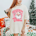Vintage Christmas Vibes Pink Graphic Tee - Santa Claus - Cute Christmas Gifts - Cozy Season - Women's Top