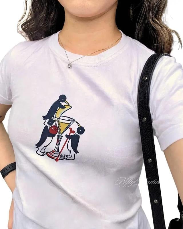 Vintage Cocktail Baby Tee, Retro Bar Cocktail, Baby Tee Y2k, 90s Shirt, Coquette Clothing, Vintage Graphic Top, Y2k Tee...