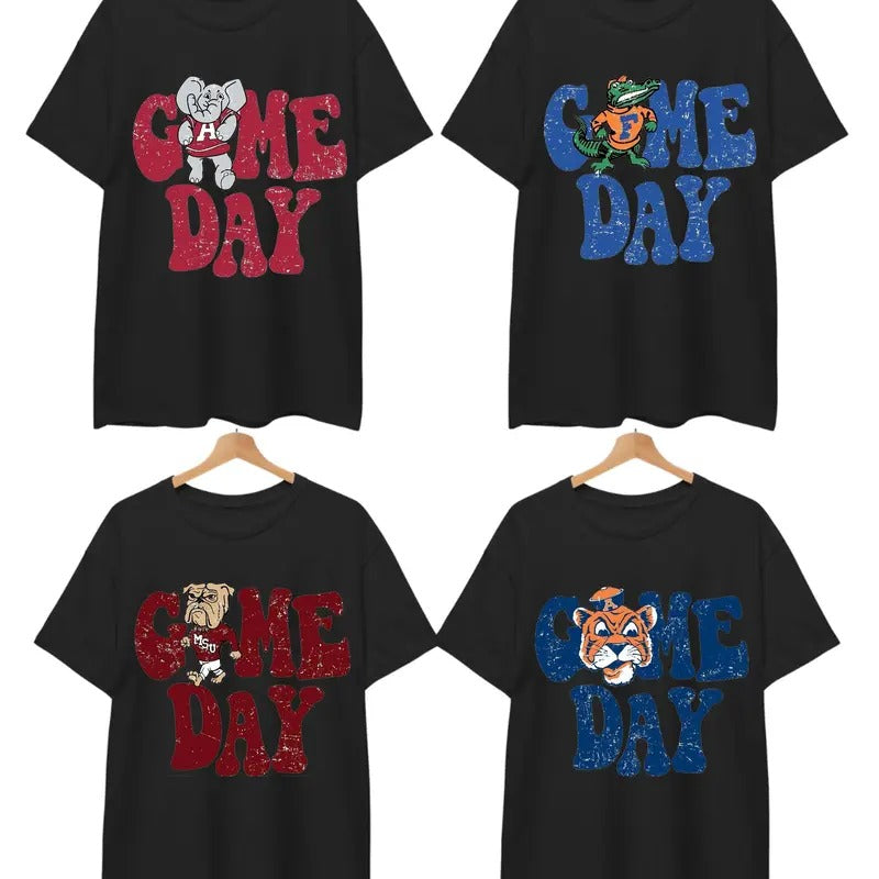 Vintage College Game Day All Teams NCAA Unisex Black T-shirt, Vintage T-shirt All Teams NCAA, Gifts For Sport. Classic...