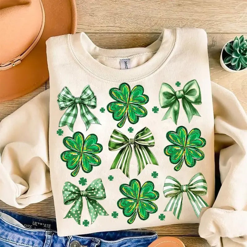 Vintage Coquette Patrick's Day Sweatshirt, St. Patrick's Day Sweatshirt, Irish Patrick Day Shirt Hoodie | RetroVerseTees.com