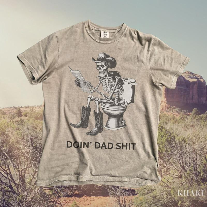 Vintage Dad TShirt, Retro Country Western Shirts,  Cowboy Dad Pop Tees,  Funny Fathers Day T-Shirt,  Skeleton Skull...