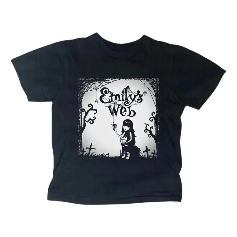 Vintage Emily Strange Baby Tee, Gothic Emo Girl Baby Tee, Y2k Top Women Streetwear, Grunge 2000s, Women Fitted T-Shirt...