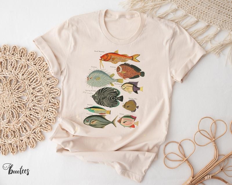 Vintage Fish T-shirt, Fishing Lover Gift Shirt, Women Men Ladies Kids Baby, Tshirt, Gift for Him Her, Mothers Day,...