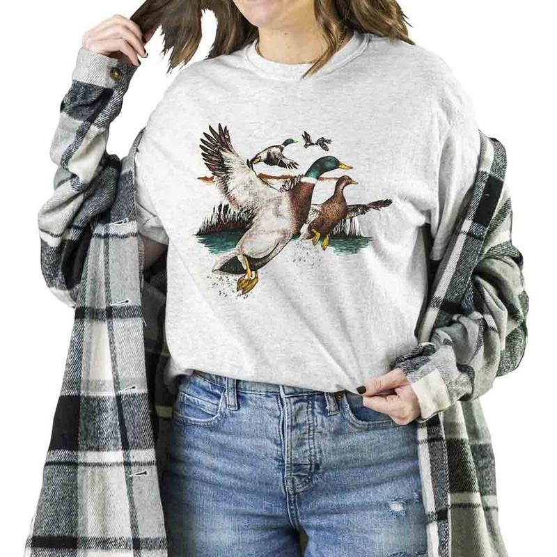 Vintage Flying Mallard Ducks T-shirt Unisex Nature Lover Hunting Season Hoodie Sweatshirt #998968 Cotton | RetroVerseTees.com