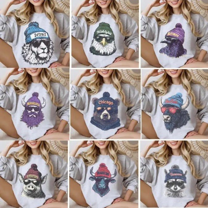 Vintage Football Mascot Christmas Crewneck Sweatshirt,Football Retro Shirt Hoodie | RetroVerseTees.com