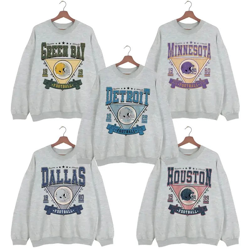Vintage Football Sweatshirts - All Team Collection in Sport Grey for Every Fan T-Shirts, Hoodie | RetroVerseTees.com