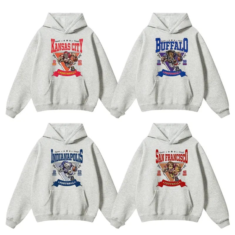 Vintage Football Team Hoodie - Unisex Crewneck Ash Hoodie, Graphic Sport Collection, Gift for Football Fans T-Shirts,...