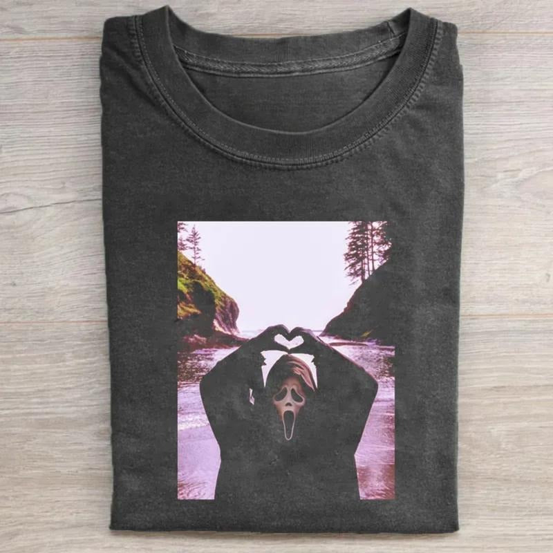 Vintage Ghostface Scream Halloween Shirt, Heart Hands Scream Shirt, Spooky Season, Scary Movie, Horror Movie Shirt,...