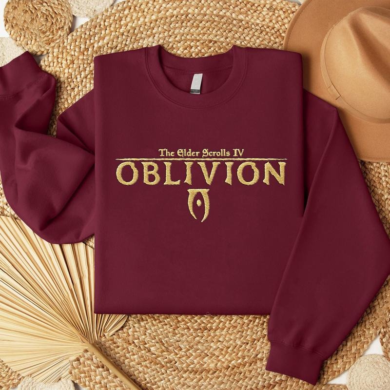 Vintage Gold Oblivion Embroidered Shirt, The Perfect Fantasy RPG Embroidered Sweatshirt, Gaming Embroidered Shirt, Elder...