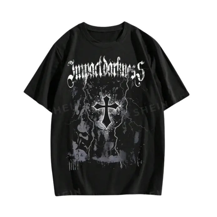 Vintage Goth Men Cross Letter Graphic Tee, Sweatshirt, Hoodie Gift For Women Top Womenswear Underwear Cotton Polyester...