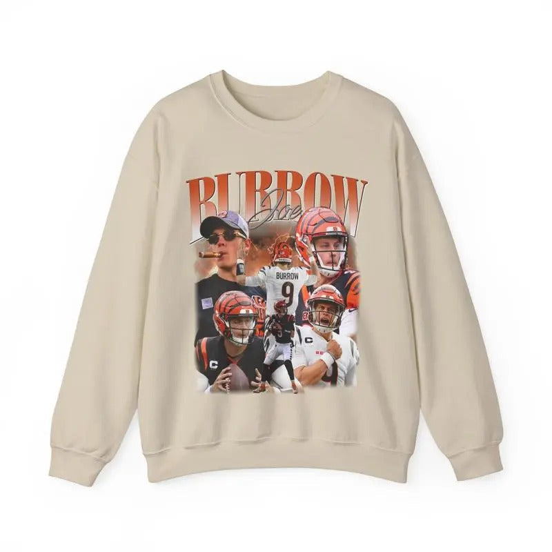 Vintage Graphic Joe Burrow Sweatshirt, Football Sweatshirt For Fans, Classic 90s Graphic Sweatshirt For Men And Women,...