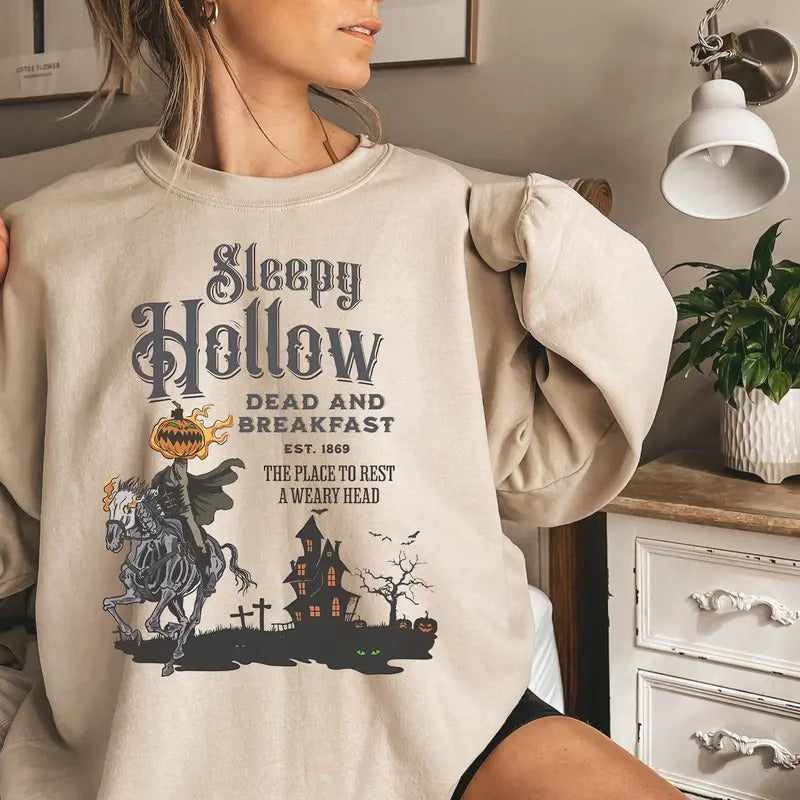 Vintage Halloween Scary Sweatshirt Sleepy Hollow Sweatshirt Headless Horseman Sweatshirt Halloween Horror...