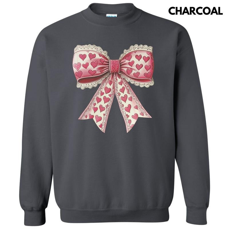 Vintage Heart Lace Bow Sweatshirt T-Shirts, Hoodie | RetroVerseTees.com
