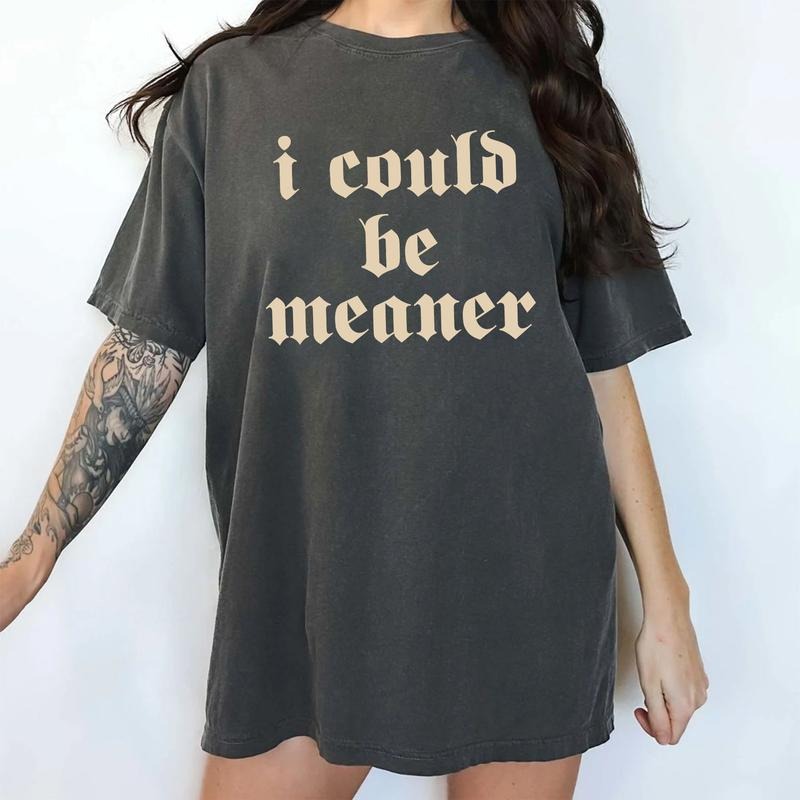 Vintage I Could Be Meaner Comfort Colors Shirt, Retro Sarcastic Women T-shirt, Funny Quote Graphic Tee, Adult Humor...