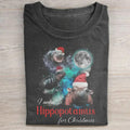 Vintage I Want a Hippopotamus for Christmas Graphic Tee - Funny Moo Deng Santa Claus