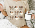 Vintage Leopard Santa Christmas Shirt - Coquette Bows and Santa Holiday Graphic Tee - Casual Winter Softstyle Unisex...