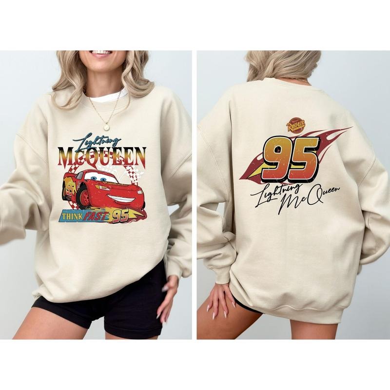 Vintage Lightning Mcqueen Sweatshirt, Cars Sweatshirt Best Price T-Shirts, Hoodie | RetroVerseTees.com