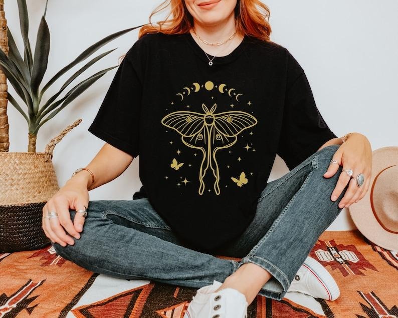 Vintage Luna Moth Butterfly Shirt, Cottagecore Aesthetic Tee, Celestial Moth Tshirt