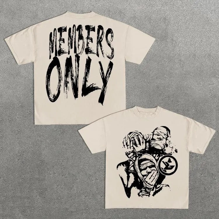 Vintage Members Only Graphic Short Sleeve T-Shirt Y2k Graphic Tees Cotton Top vintage  graphic  tees Womenswear...
