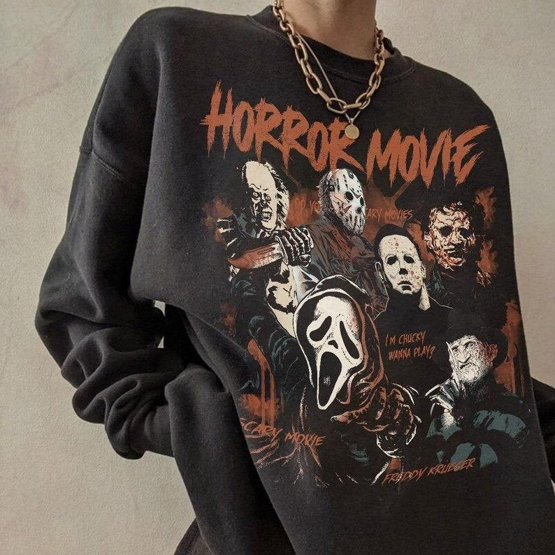 Vintage Michael Myers Halloween Crewneck Sweatshirt, Horror Movie Sweatshirt T-Shirts, Hoodie | RetroVerseTees.com